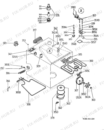 Взрыв-схема плиты (духовки) Electrolux CF6581DK - Схема узла Functional parts