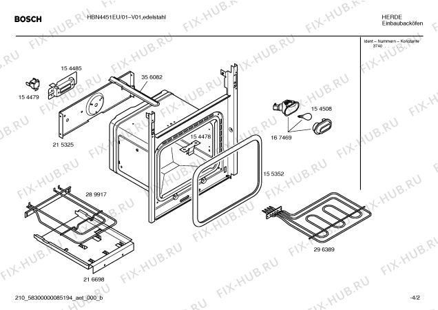 Взрыв-схема плиты (духовки) Bosch HBN4451EU - Схема узла 02