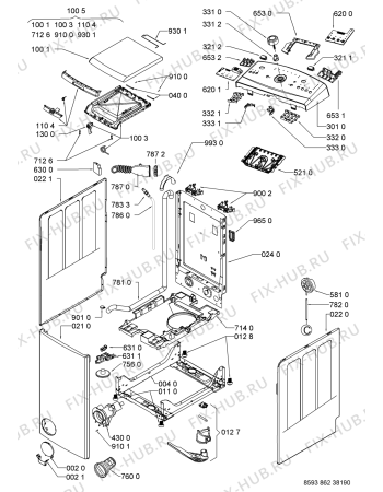 Схема №2 AWE 8629 с изображением Обшивка для стиралки Whirlpool 480111103022