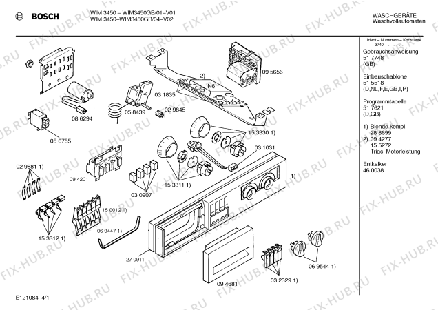 Схема №3 WIM3450GB WIM3450 с изображением Ручка для стиралки Bosch 00094681
