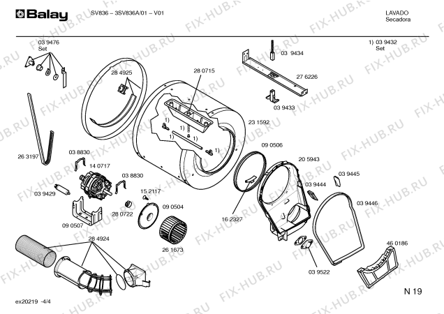 Схема №3 3SV836A с изображением Ручка выбора программ для электросушки Bosch 00068835