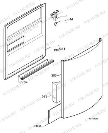 Взрыв-схема посудомоечной машины Electrolux ESF67022 - Схема узла Door 003