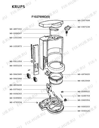 Взрыв-схема кофеварки (кофемашины) Krups F1027699D(0) - Схема узла UP001410.6P2
