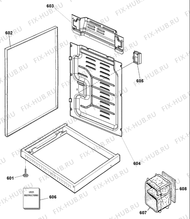 Взрыв-схема плиты (духовки) Hotpoint CH60GCIS (F074518) - Схема узла