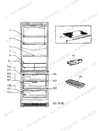 Взрыв-схема холодильника Electrolux ER3412B - Схема узла Internal parts