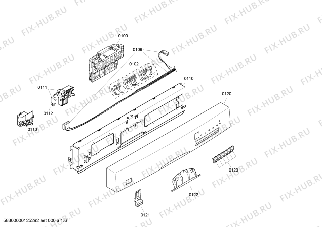 Схема №5 SGS46M62AU с изображением Передняя панель для посудомоечной машины Bosch 00663394