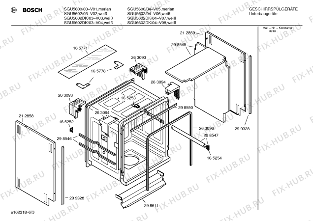 Взрыв-схема посудомоечной машины Bosch SGU5600 - Схема узла 03
