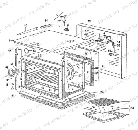 Взрыв-схема плиты (духовки) Moffat EM40W1 - Схема узла Oven