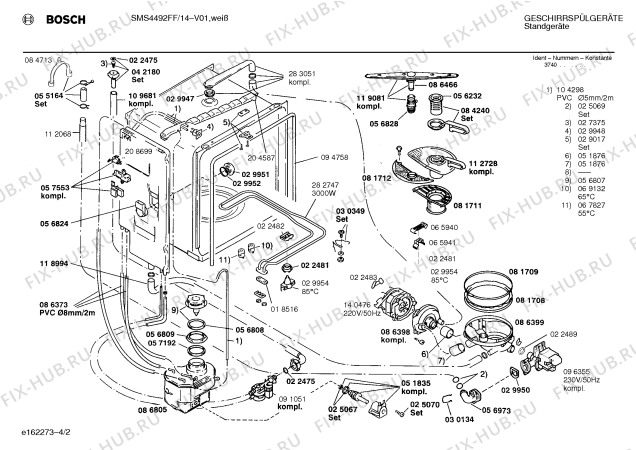 Взрыв-схема посудомоечной машины Bosch SMS4492FF - Схема узла 02