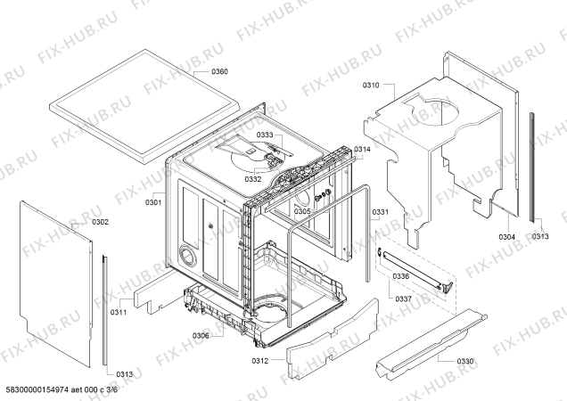 Взрыв-схема посудомоечной машины Bosch SMS50E22FF - Схема узла 03