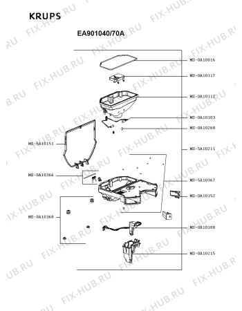 Взрыв-схема кофеварки (кофемашины) Krups EA901040/70A - Схема узла YP004885.0P4