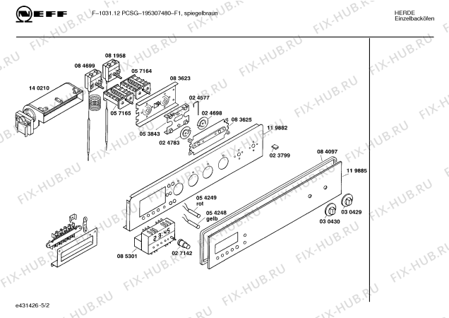Взрыв-схема плиты (духовки) Neff 195307480 F-1031.12PCSG - Схема узла 02