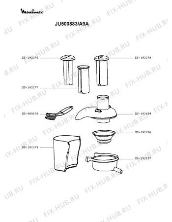 Взрыв-схема соковыжималки Moulinex JU500883/A9A - Схема узла PP003462.1P2