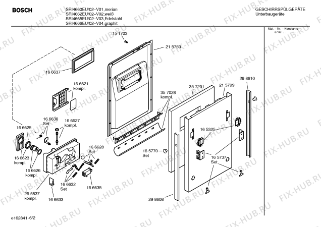 Схема №6 SRI4660EU Silence Comfort с изображением Вкладыш в панель для посудомойки Bosch 00357962