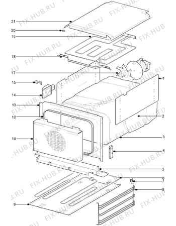 Взрыв-схема плиты (духовки) Aeg 5210BU-W - Схема узла Grill/Grating