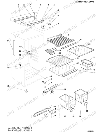 Взрыв-схема холодильника Ariston OKMG160L (F006576) - Схема узла