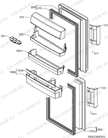 Взрыв-схема холодильника Aeg S73200CNS0 - Схема узла Door 003