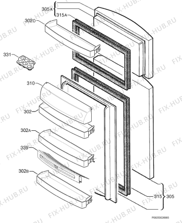 Взрыв-схема холодильника Rex Electrolux RND42391S - Схема узла Door 003