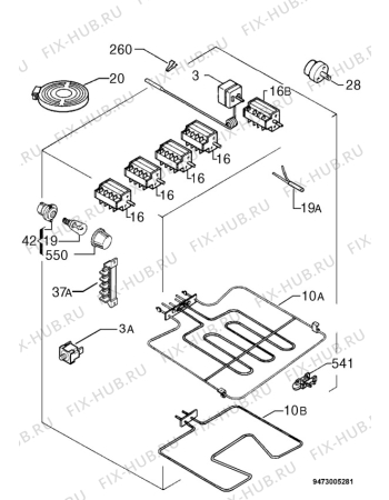 Взрыв-схема плиты (духовки) Zanussi ZCS6632W - Схема узла Electrical equipment 268