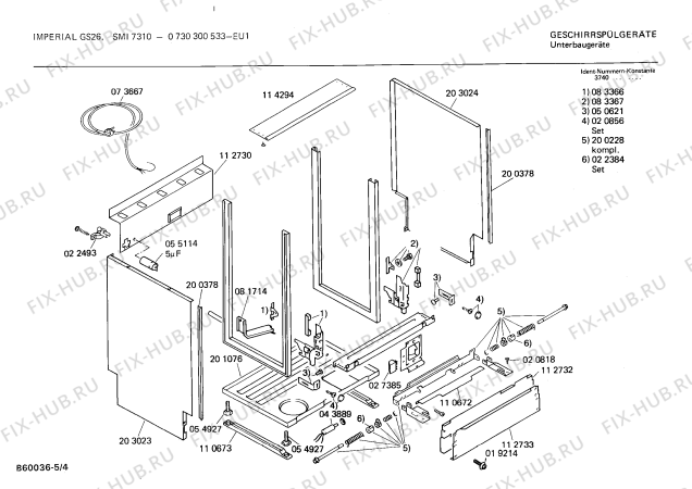 Схема №4 GS26 GS26/1W с изображением Панель для электропосудомоечной машины Bosch 00116909
