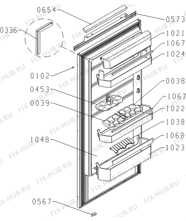 Схема №1 DRS1024J (283599, HTI2128B) с изображением Дверь для холодильной камеры Gorenje 182399