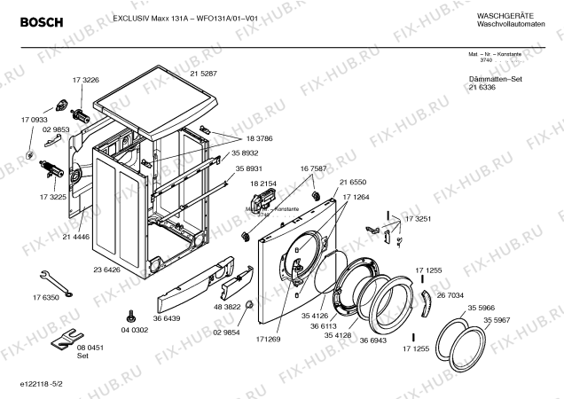 Взрыв-схема стиральной машины Bosch WFO131A Exclusiv Maxx WFO131A - Схема узла 02