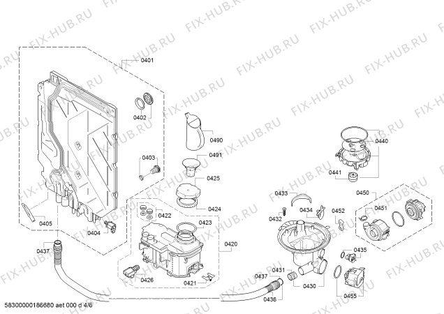 Схема №5 S51L58X2GB с изображением Силовой модуль запрограммированный для посудомойки Bosch 12007471