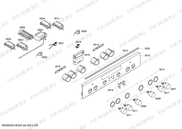 Взрыв-схема плиты (духовки) Siemens HD641210G - Схема узла 05