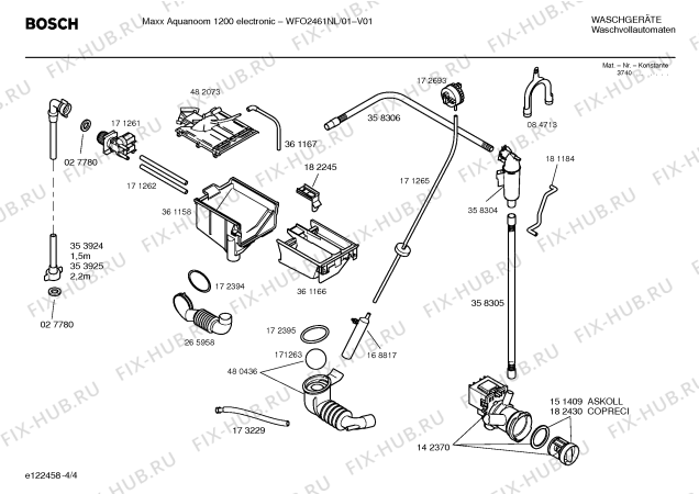 Взрыв-схема стиральной машины Bosch WFO2461NL Maxx Aquanoom 1200 - Схема узла 04