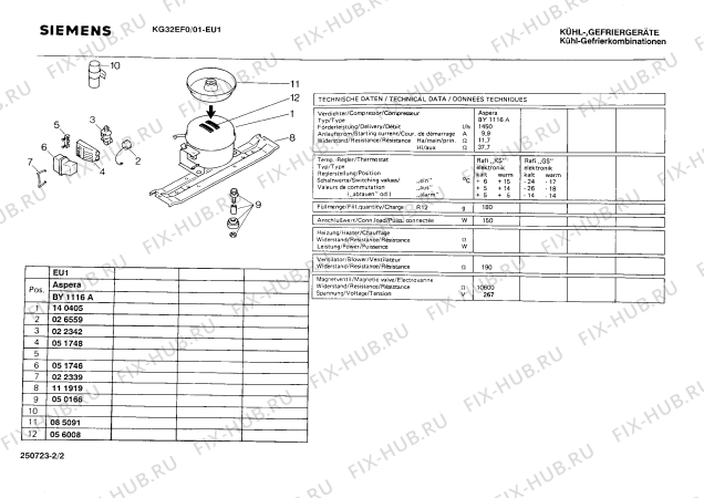 Взрыв-схема холодильника Siemens KG32EF0 - Схема узла 02