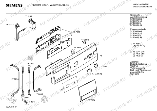 Схема №4 WXL951IT SIWAMAT XL 951 Plus с изображением Ручка для стиральной машины Siemens 00267684