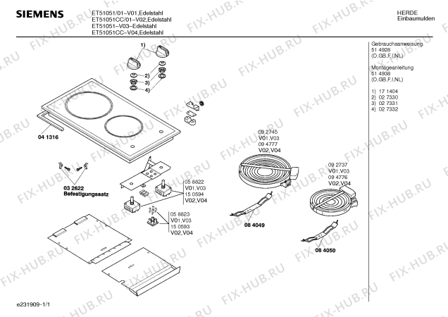 Схема №1 ET51051 с изображением Ручка конфорки для духового шкафа Siemens 00171404