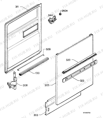 Взрыв-схема посудомоечной машины Zanussi ID736W - Схема узла Door 003