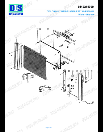 Схема №1 HHP 1000W с изображением Корпусная деталь для обогревателя (вентилятора) DELONGHI HR1079
