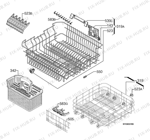 Взрыв-схема посудомоечной машины Aeg Electrolux F85015VIL - Схема узла Basket 160