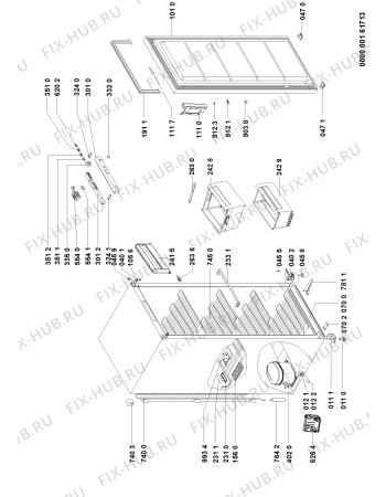 Схема №1 PFV 200W A++ с изображением Элемент корпуса для холодильника Whirlpool 480132103388