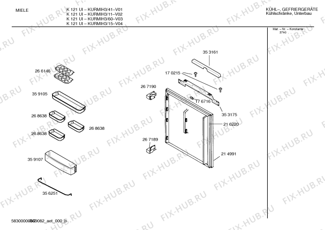 Взрыв-схема холодильника Miele KURMIH3, K121UI - Схема узла 02