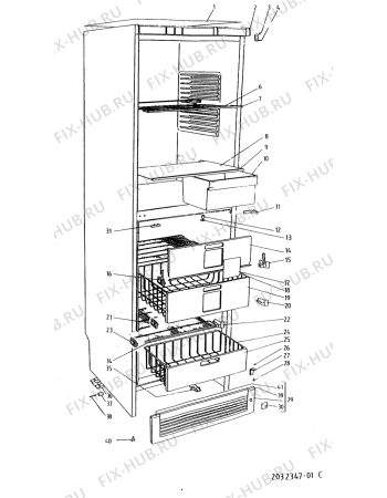 Взрыв-схема холодильника Elektro Helios FK3430N - Схема узла C10 Cabinet/Interior