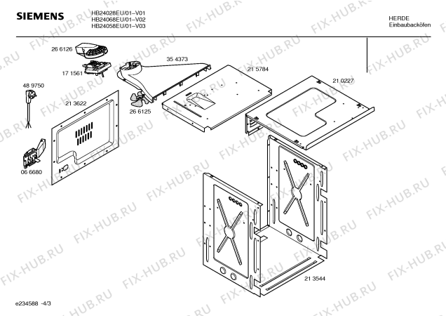 Взрыв-схема плиты (духовки) Siemens HB24058EU - Схема узла 03