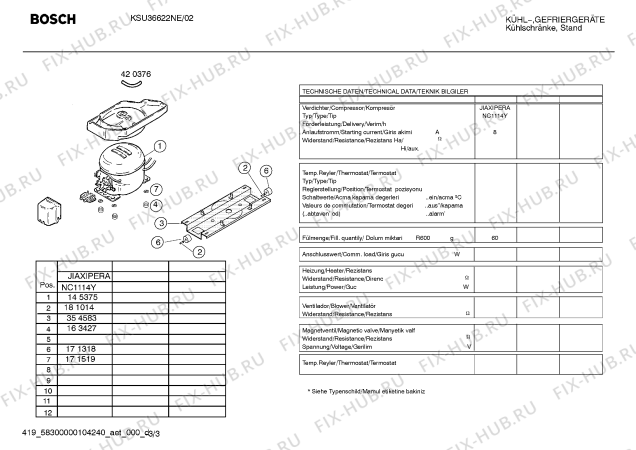 Взрыв-схема холодильника Bosch KSU36622NE - Схема узла 03