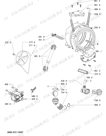 Схема №2 ECLIPS 1400/7 с изображением Обшивка для стиралки Whirlpool 480111100379