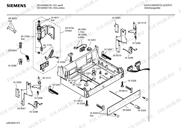 Схема №5 SE34A261 с изображением Инструкция по установке/монтажу для посудомоечной машины Siemens 00584524