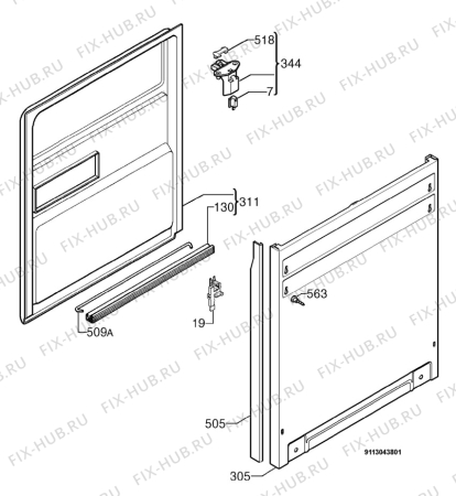 Взрыв-схема посудомоечной машины Aeg Electrolux F84011VI - Схема узла Door 003