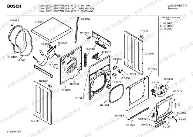 Схема №4 WTL151NL Maxx EXCLUSIV WTL151 с изображением Инструкция по установке и эксплуатации для сушилки Bosch 00585813