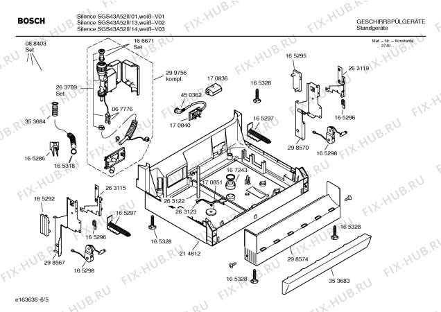 Взрыв-схема посудомоечной машины Bosch SGS43A52II Silence - Схема узла 05