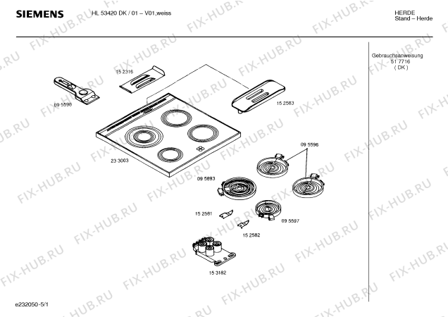 Схема №4 HL53420DK с изображением Стеклокерамика для плиты (духовки) Siemens 00233003