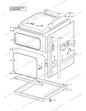 Взрыв-схема плиты (духовки) Electrolux SIE505SSE - Схема узла H10 Outer Frame