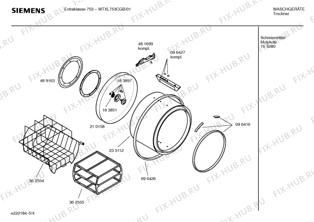 Взрыв-схема сушильной машины Siemens WTXL753CGB EXTRAKLASSE 753 - Схема узла 04