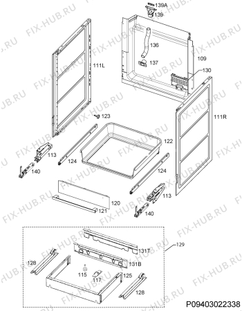 Взрыв-схема плиты (духовки) Electrolux EKI6359EOW - Схема узла Housing 001