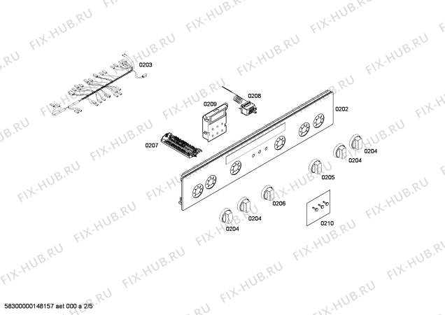 Взрыв-схема плиты (духовки) Siemens HR445210N - Схема узла 02